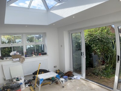 Ground floor home extension - kitchen and conservatory.