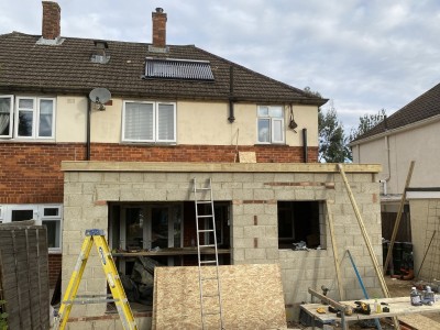 External view of ground floor extension during works, Bromley